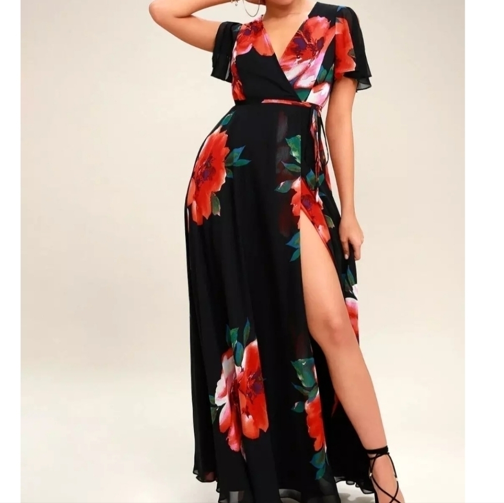 Lulus Sonic Boom Wrap Maxi Dress